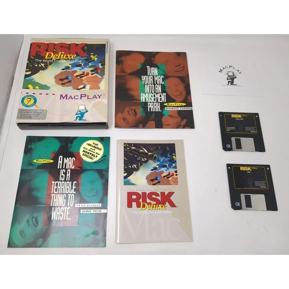 Risk Deluxe Apple Macintosh PC Big Box Computer Game‎ Mac Play Complete VTG
